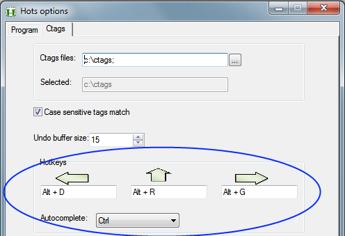 Options ctag tab.